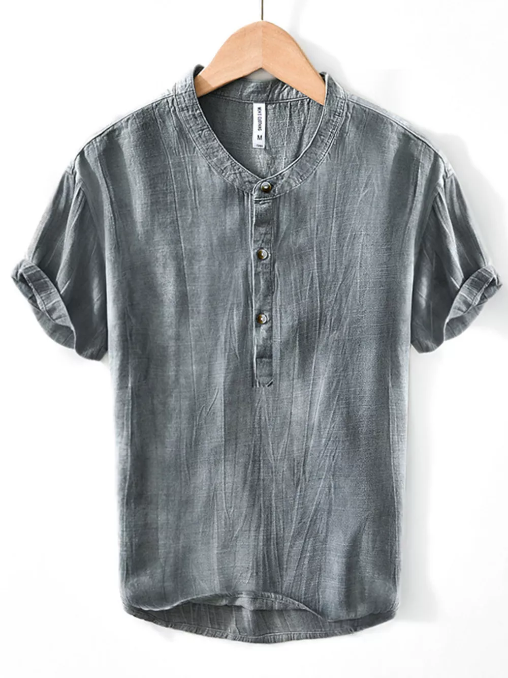 Men's Plus Size Button Detail Short Sleeve Blouse, image 2