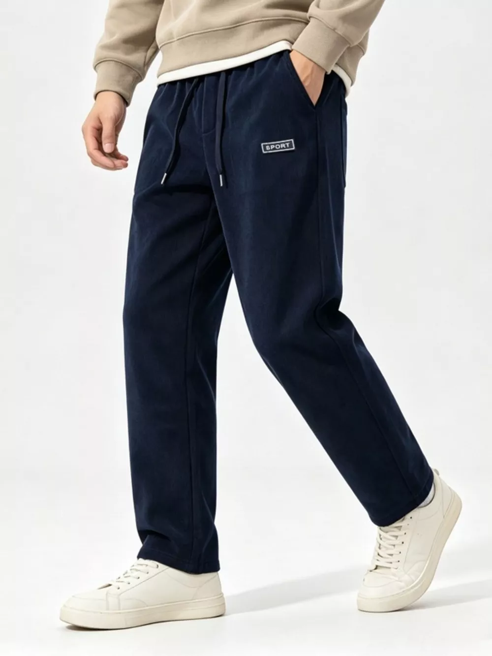 Men's Plus Size Casual Drawstring Wide Leg Pants, image 4