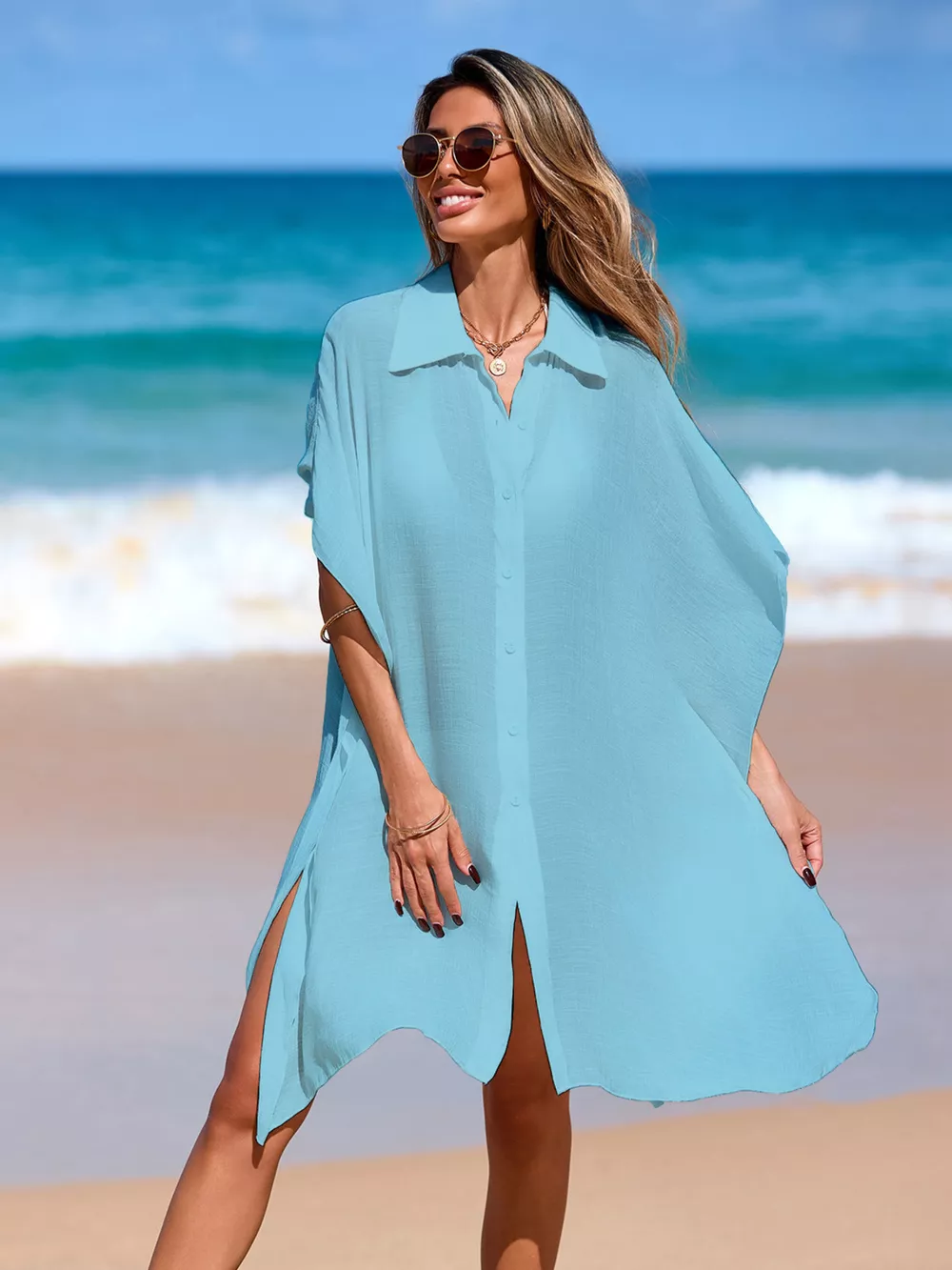 Relaxed Fit Button Up Cover-Up Dress, image 12