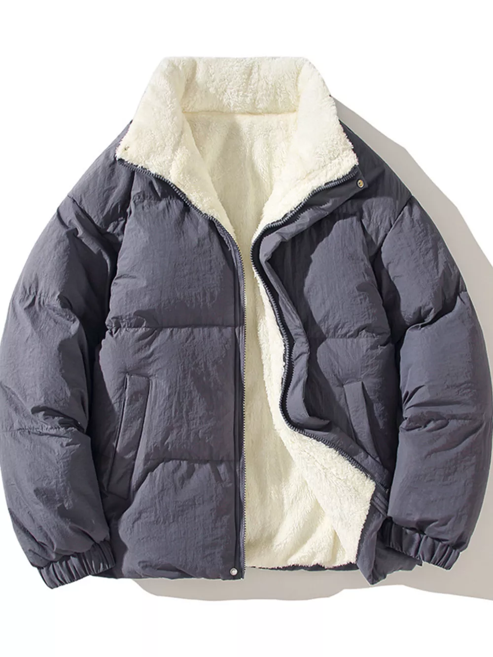 Men's Full Size Zip Up Fleece Puffer Jacket Plus Size, image 4