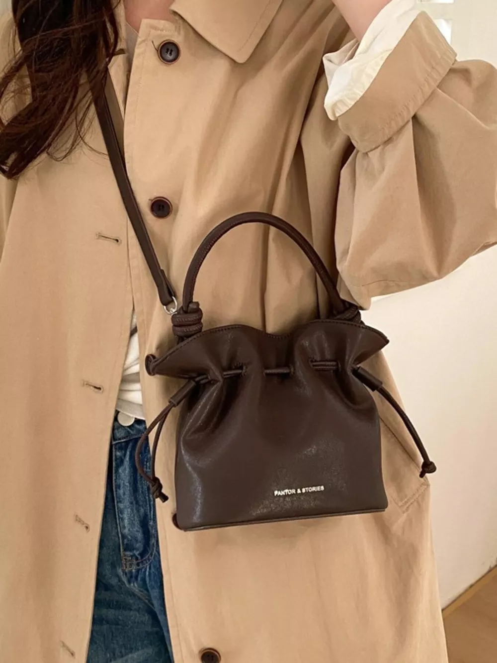 Drawstring Bucket Crossbody Bag, image 2