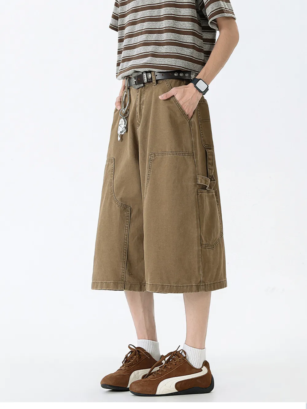 Men's Full Size Wide Leg Cargo Denim Shorts Plus Size, image 3