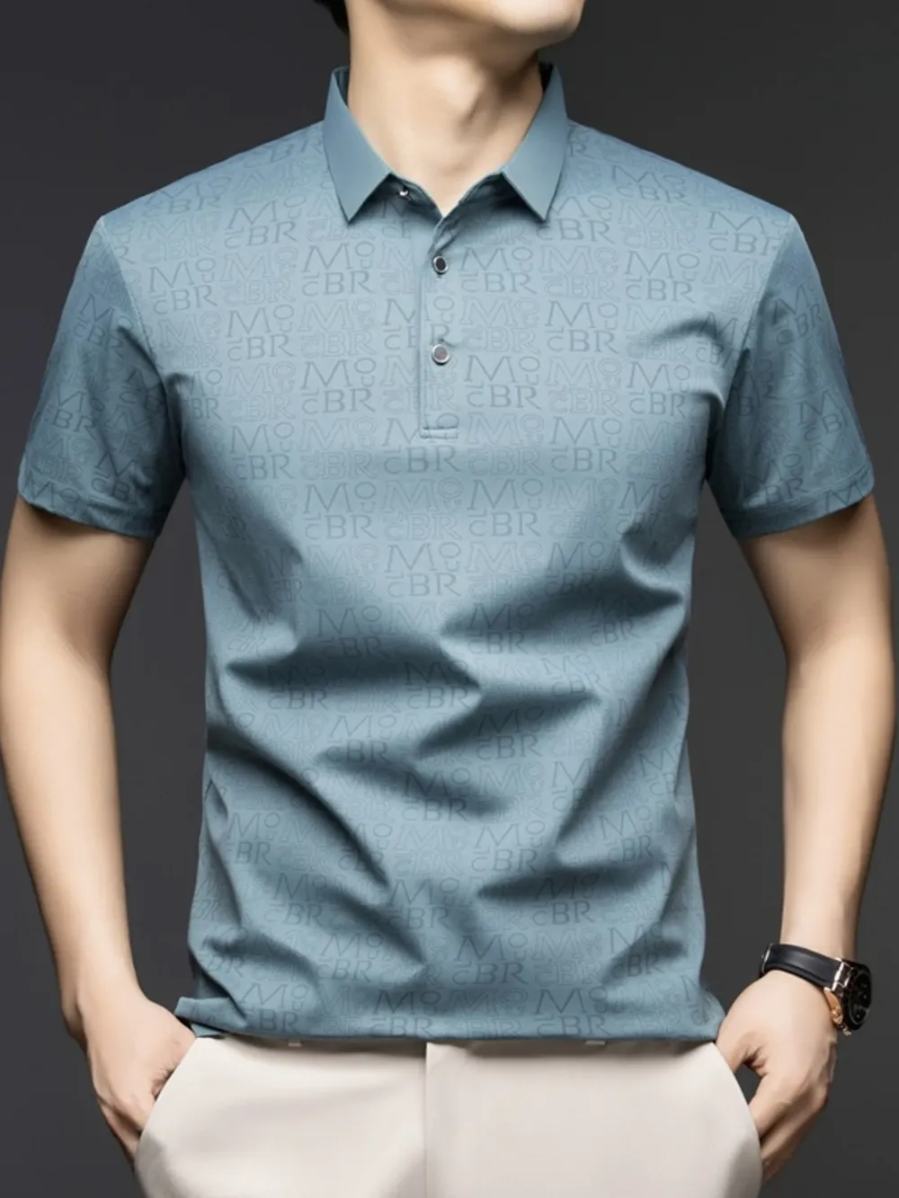 Men's Plus Size Button Detail Short Sleeve Polo, image 4