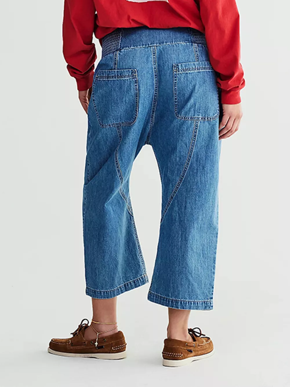 Smocked High-Waisted Wide Leg Jeans, image 10