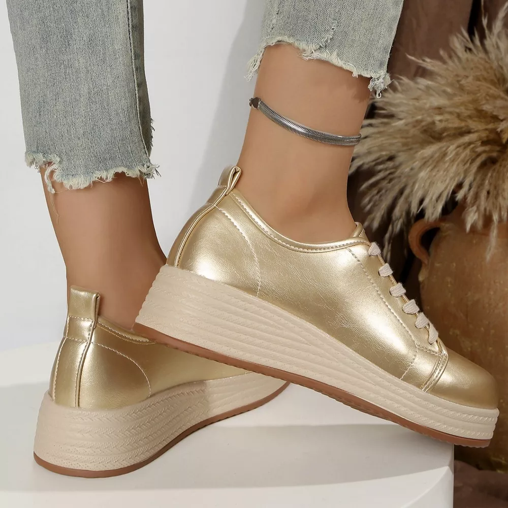 Metallic Platform Sneakers with Height-Increasing Sole, image 4