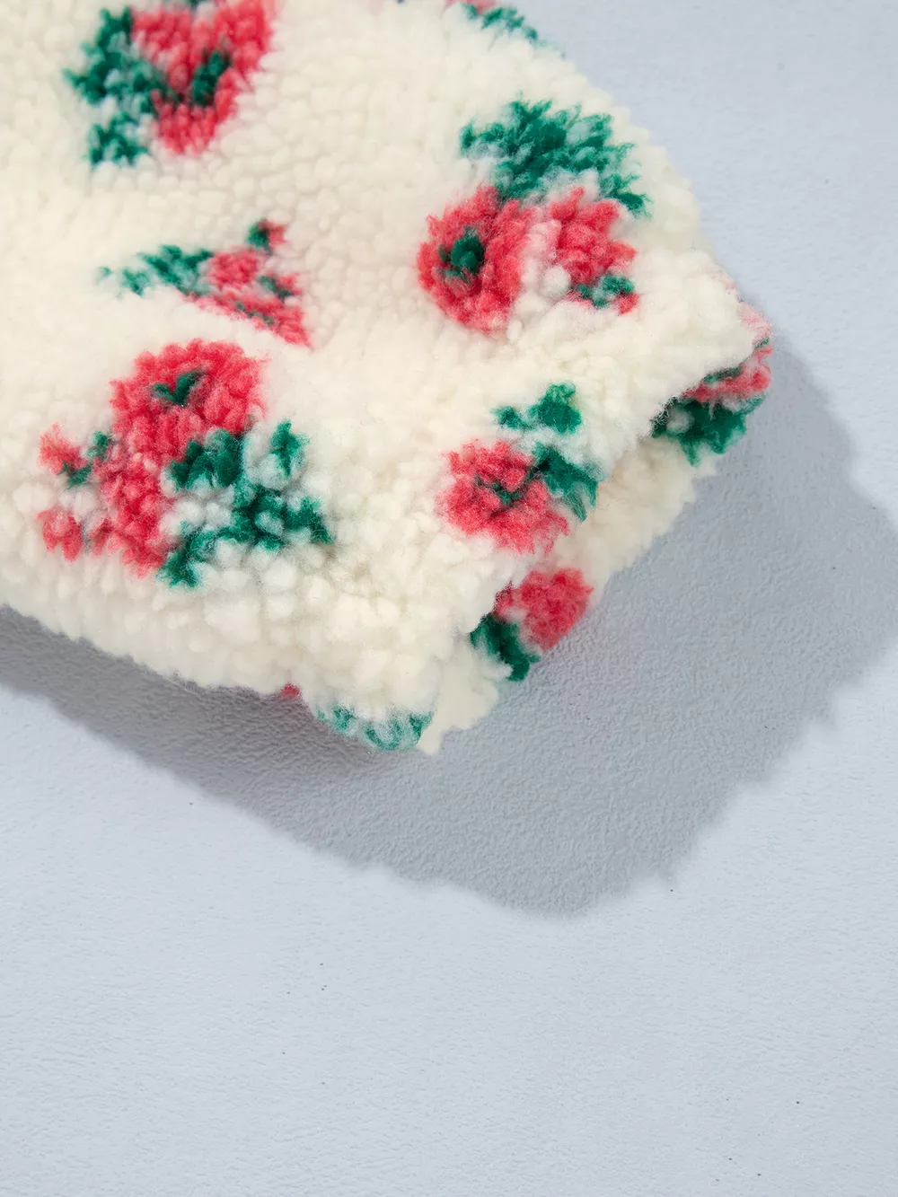 Floral Print Fleece Contrast Trim Button Collar Sweatshirt, image 10