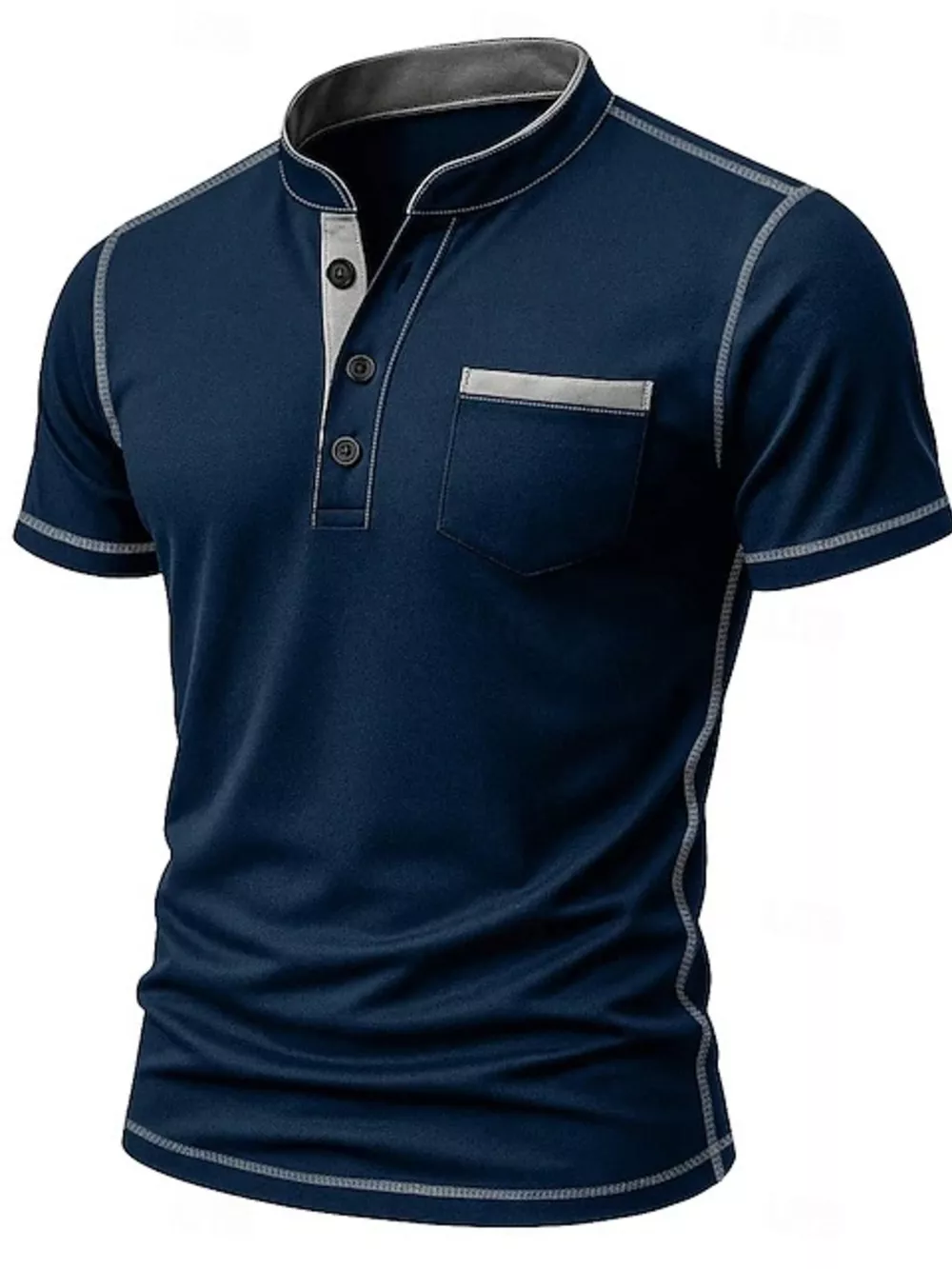 Men's Full Size Contrast Trim Short Sleeve Top Plus Size