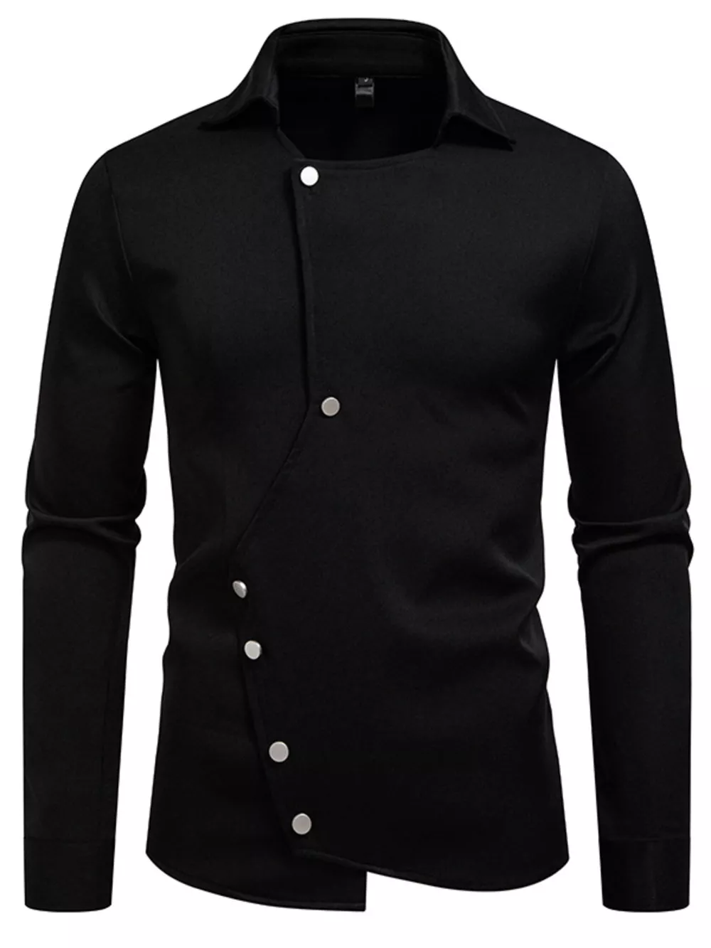Men's Asymmetrical Button-Down Long Sleeve Shirt