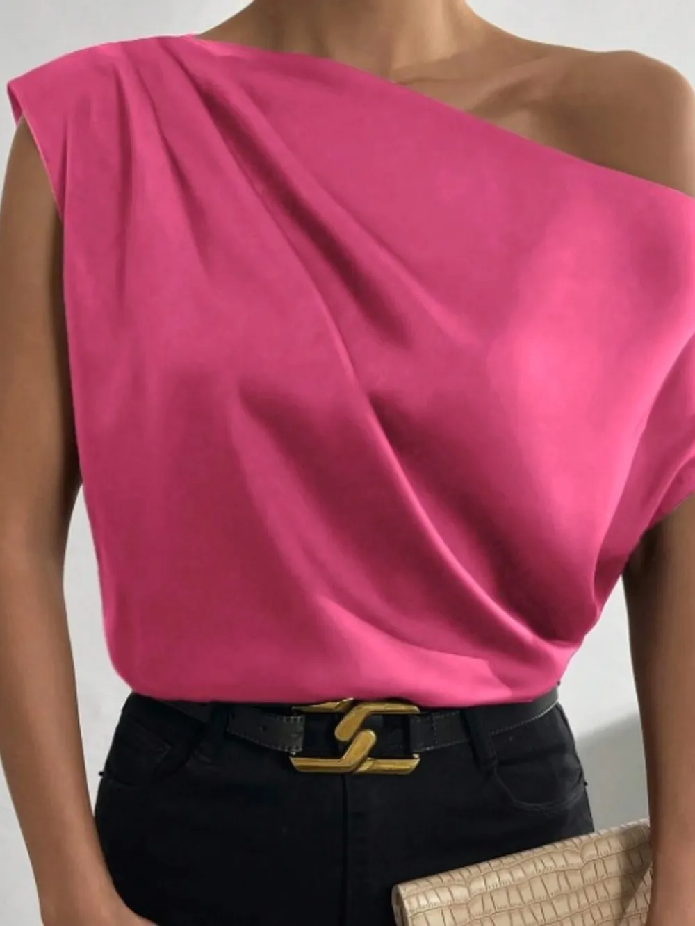 Asymmetrica One-Shoulder Draped Blouse, image 11