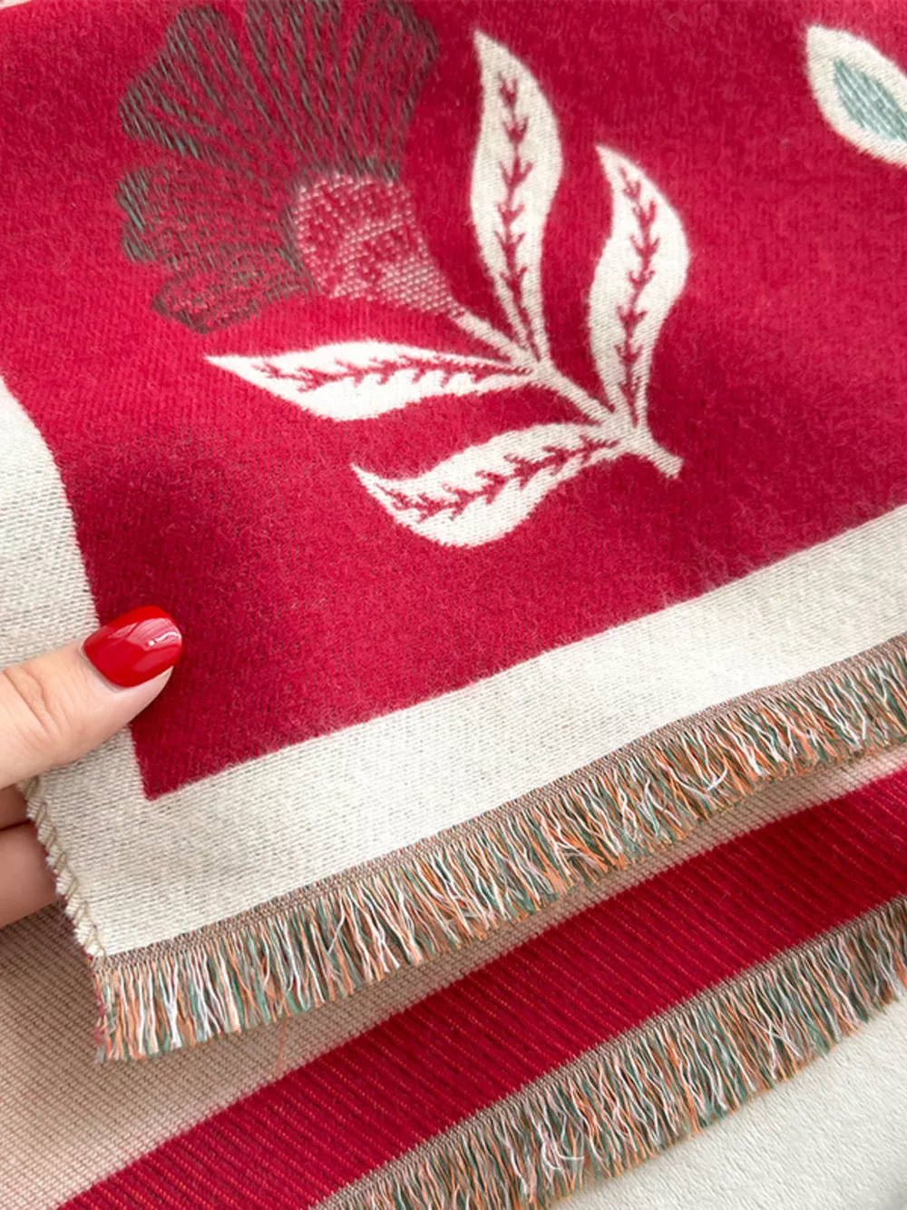 Printed Raw Hem Shawl, image 4