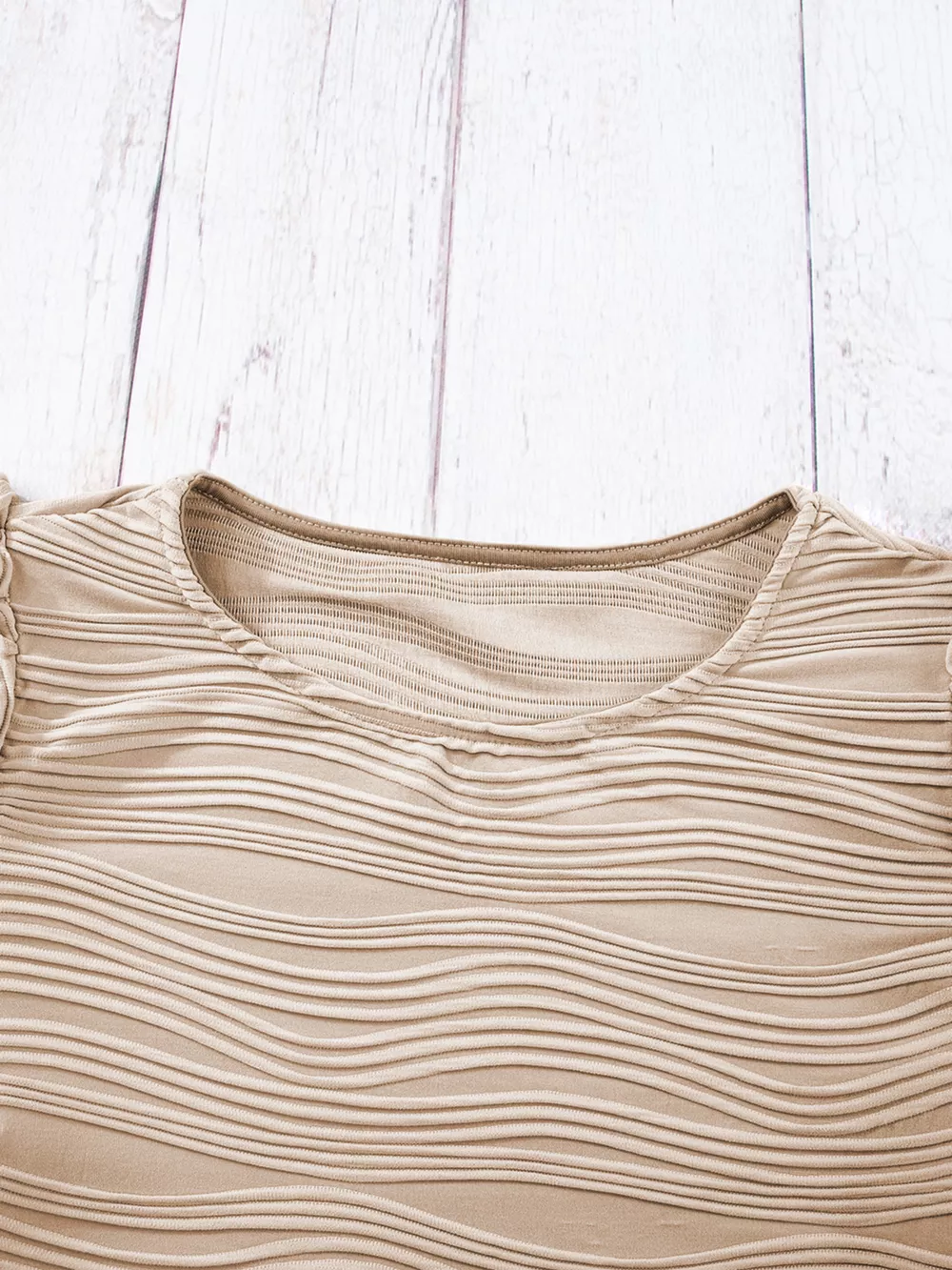 Casual Wavy Textured Ruffle Sleeve Top, image 7