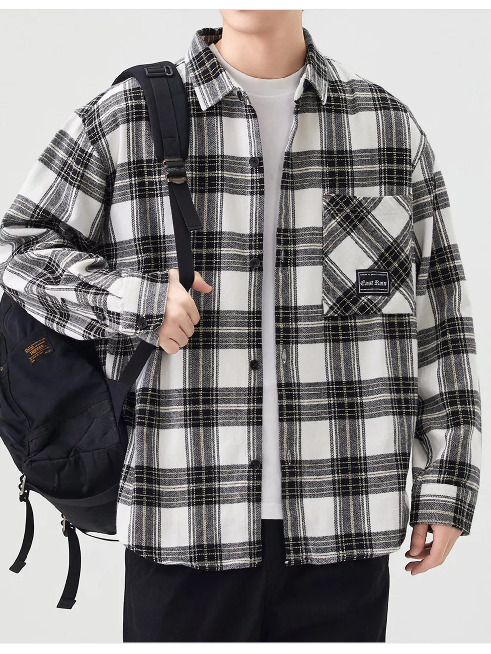 Men's Plus Size Casual Plaid Button Up Shirt, image 7