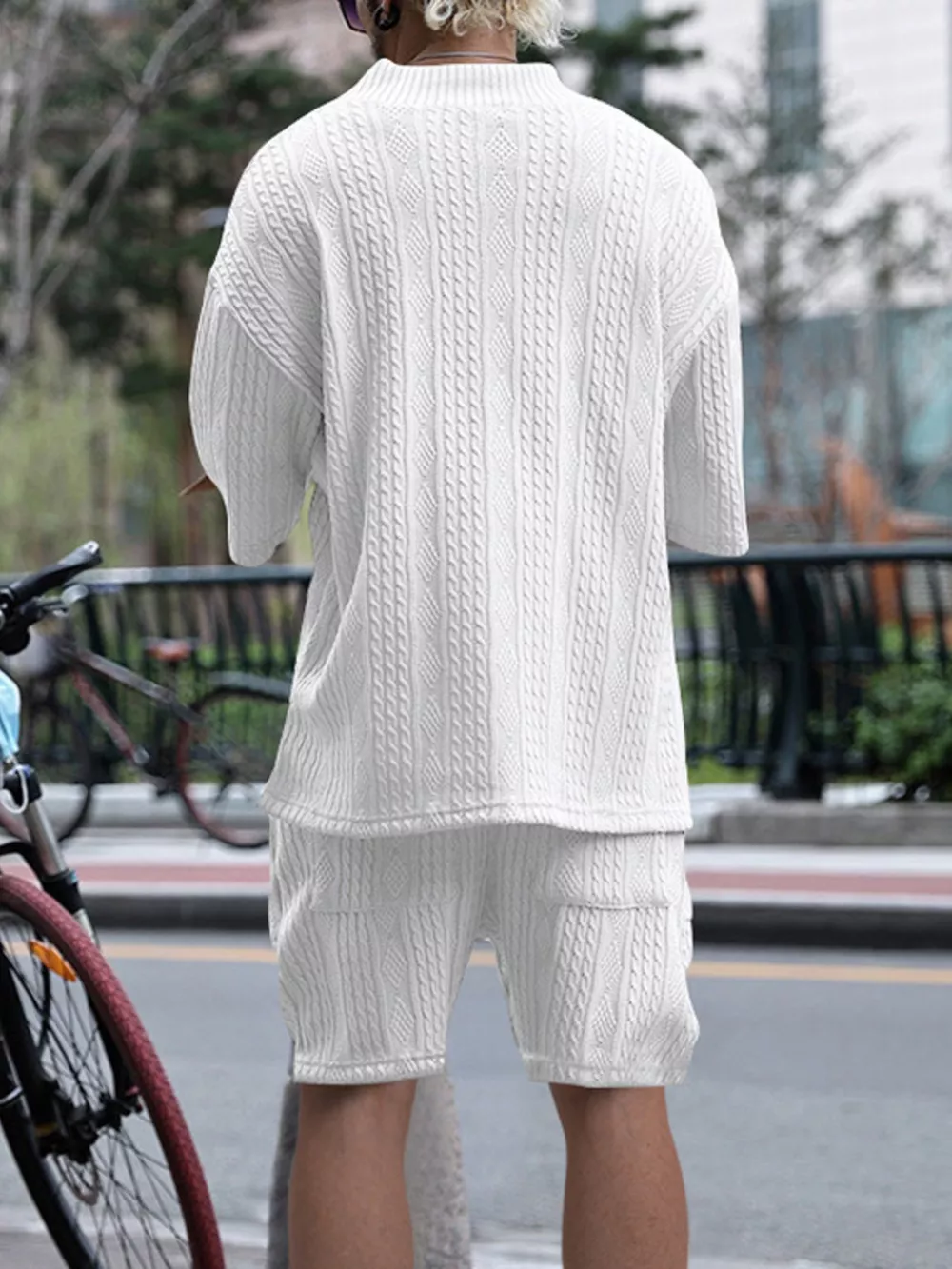 Men's Full Size Casual Knit V-Neck Short Sleeve Top and Shorts Set Plus Size, image 18