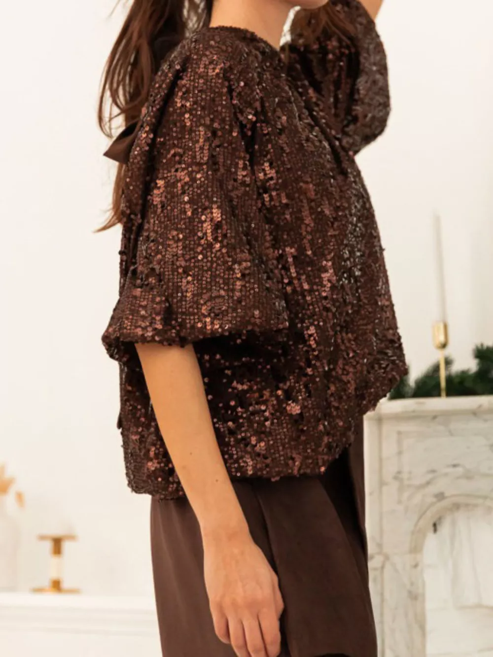 Sequin Embellished Tie-Back Blouse, image 2
