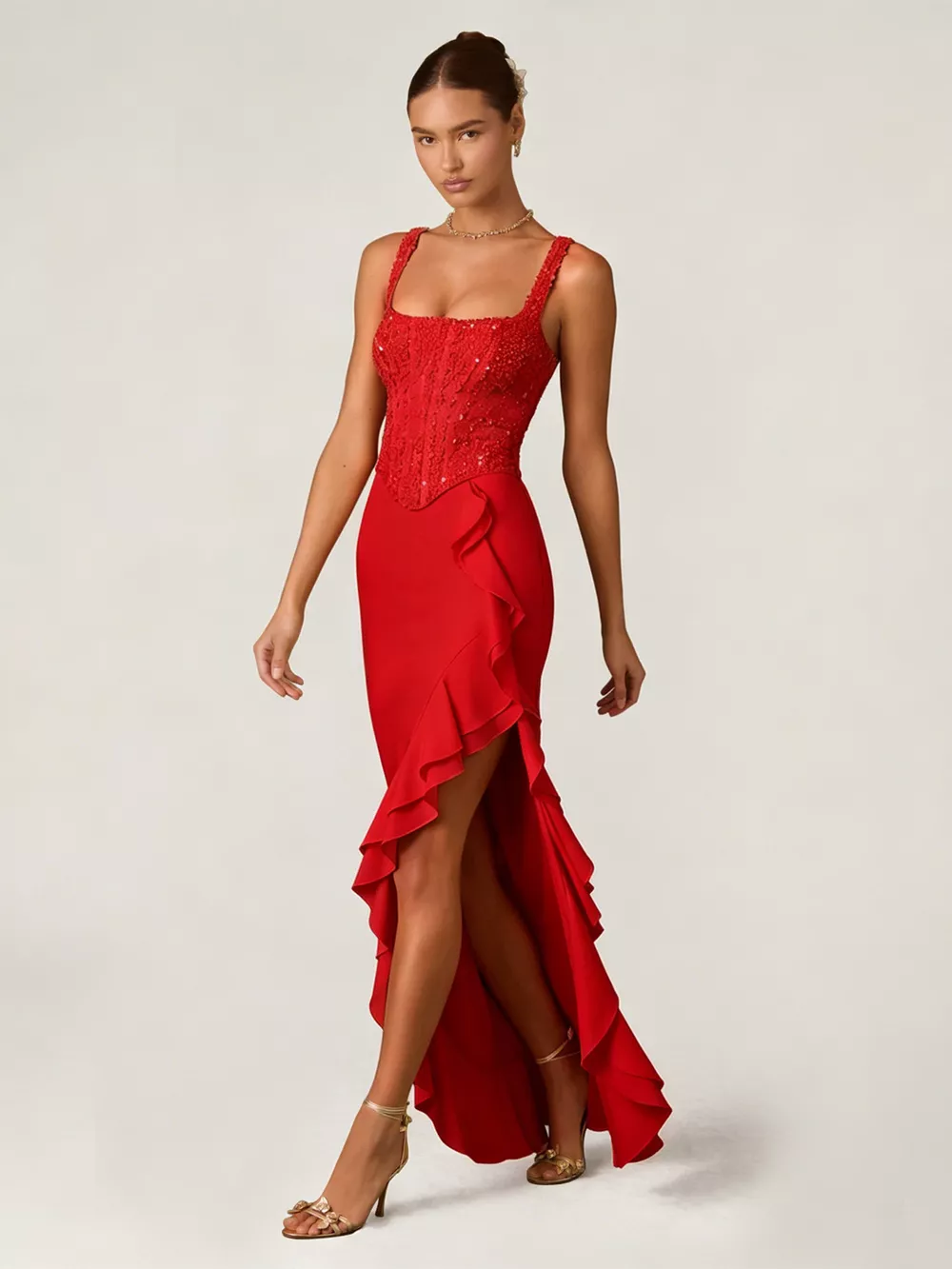 Sequin Ruffle Hem Maxi Dress, image 16