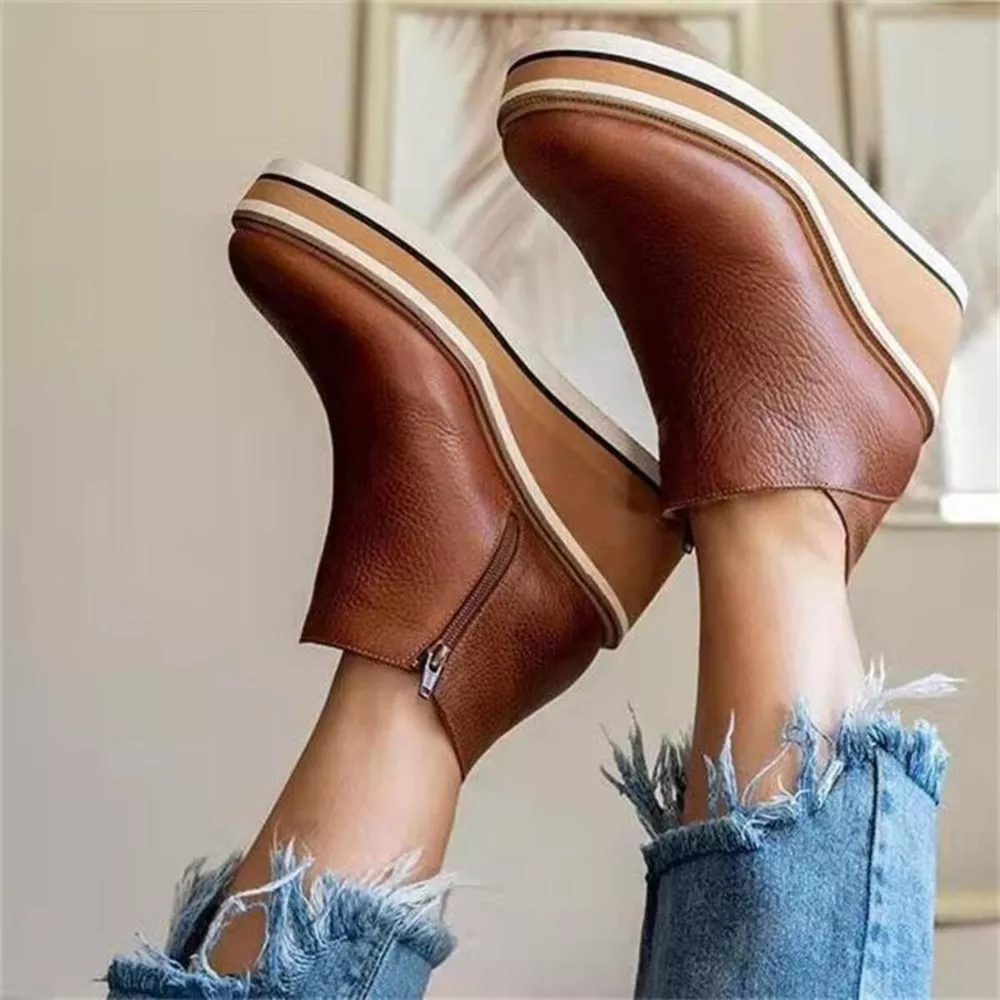 Ankle Wedge Boots with Zipper, image 13