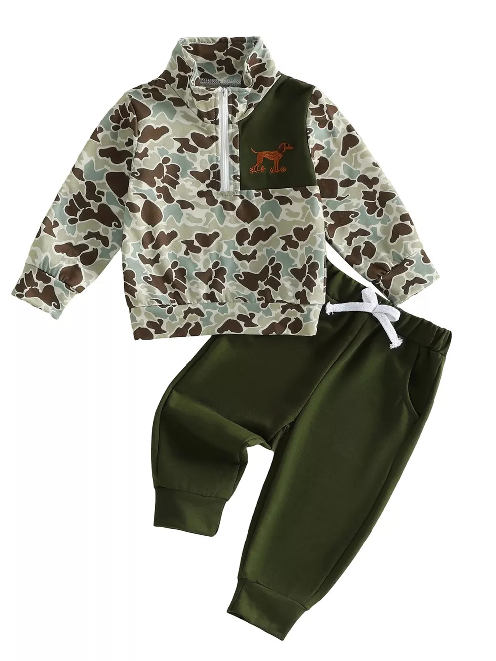 Children's Camouflage Quarter-Zip Top and Joggers Set, image 6