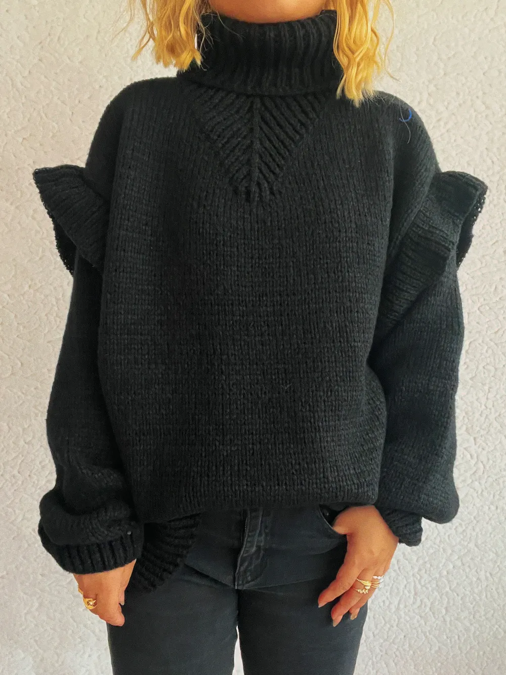 Ruffled Turtleneck Long Sleeve Sweater, image 27