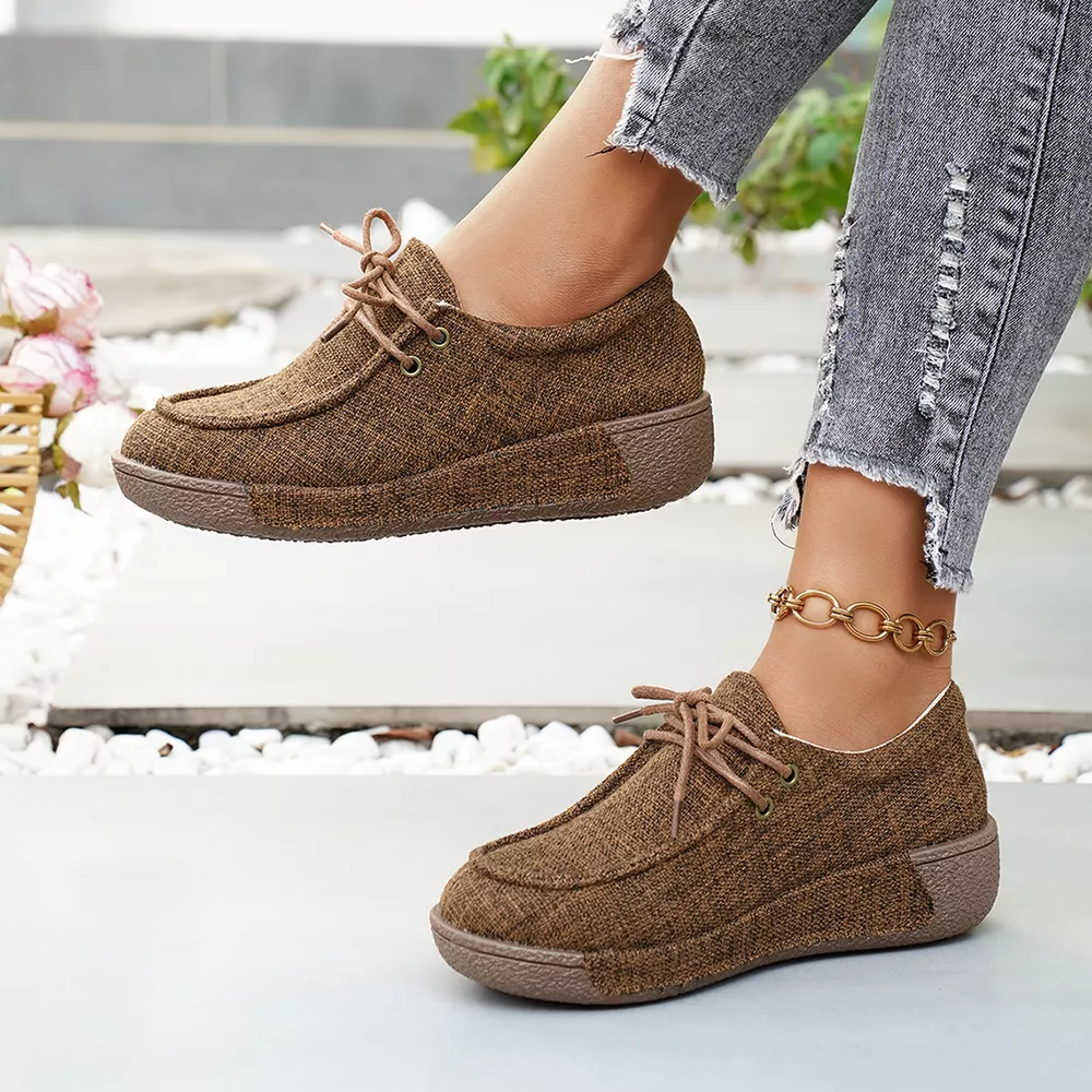 Round Toe Lace-Up Sneakers, image 3