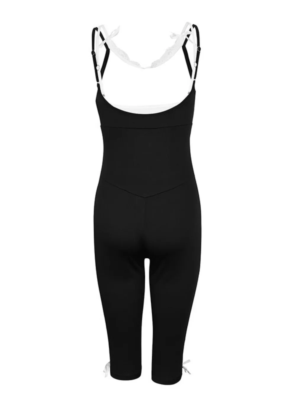 Lace Trim Tie-Front Capri Jumpsuit, image 2