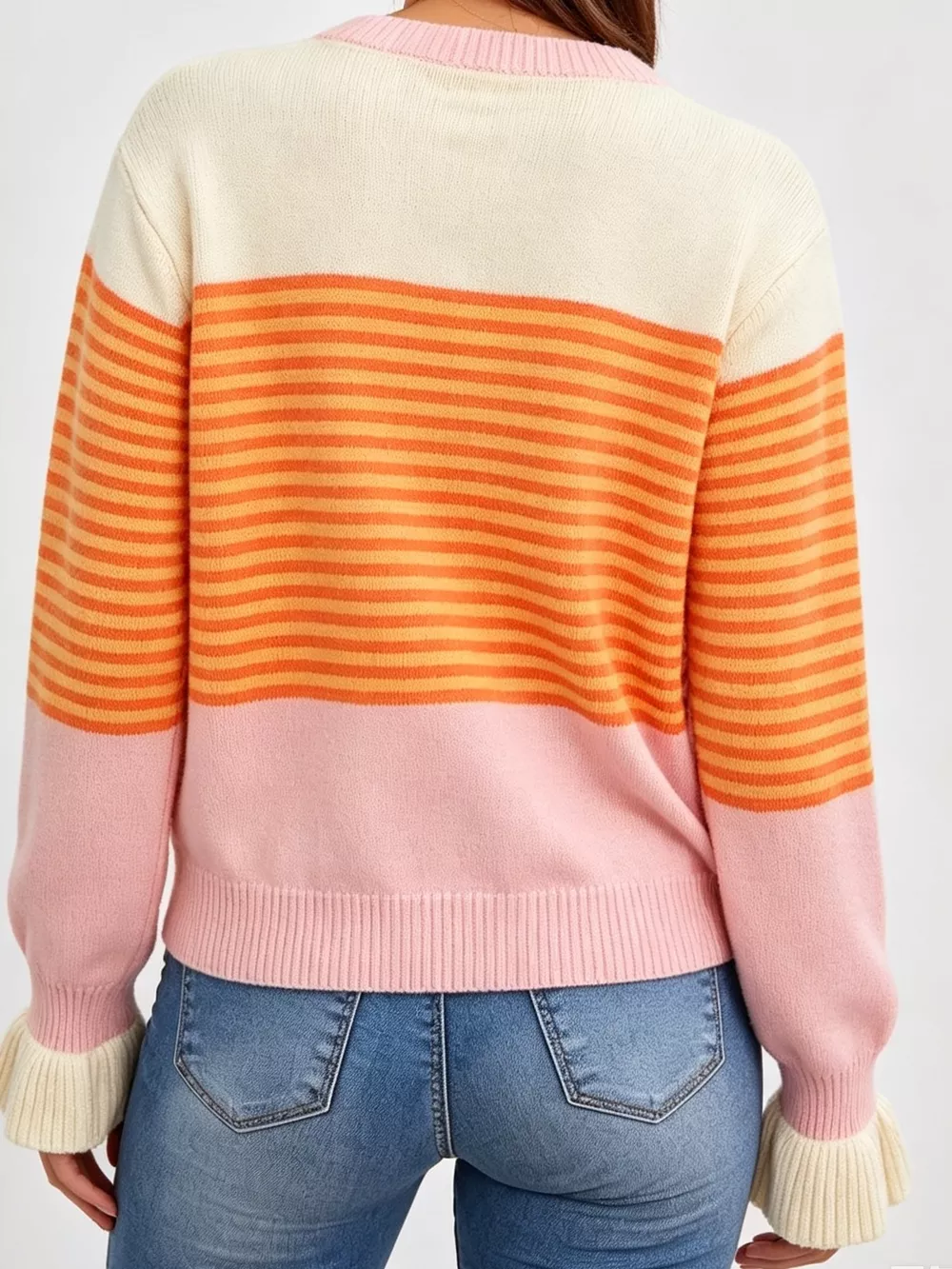 Color Block Striped Button Up Cardigan, image 3