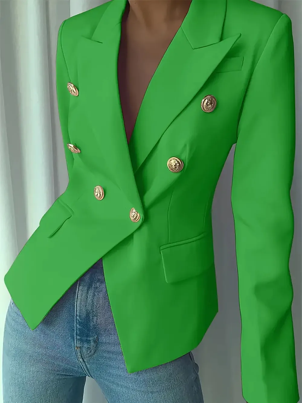 Decor Button Lapel Collar Blazer, image 2