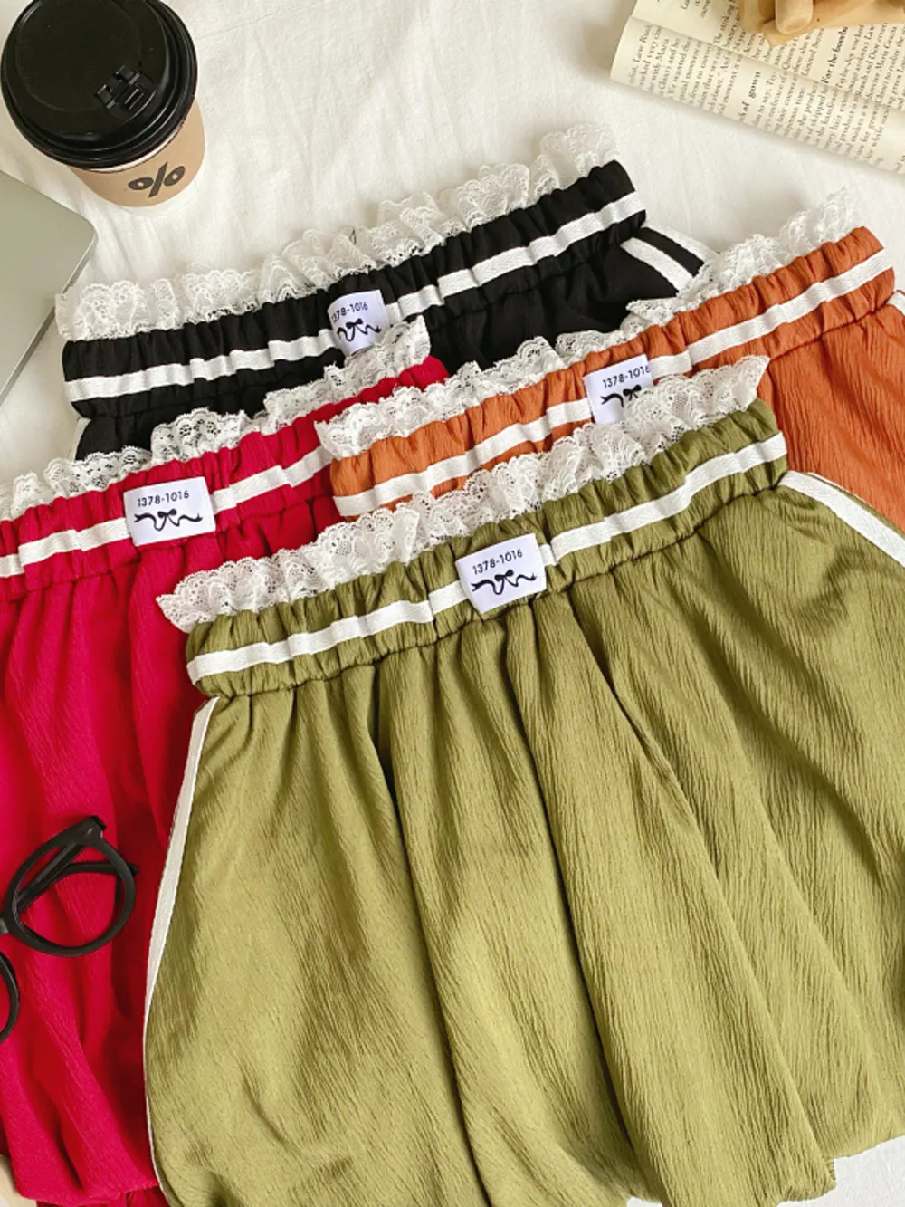 Lace Trim Elastic Waist Mini Skirt, image 4