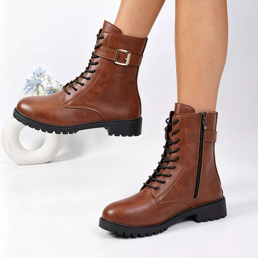 Round Toe Lace Up Boots, image 7