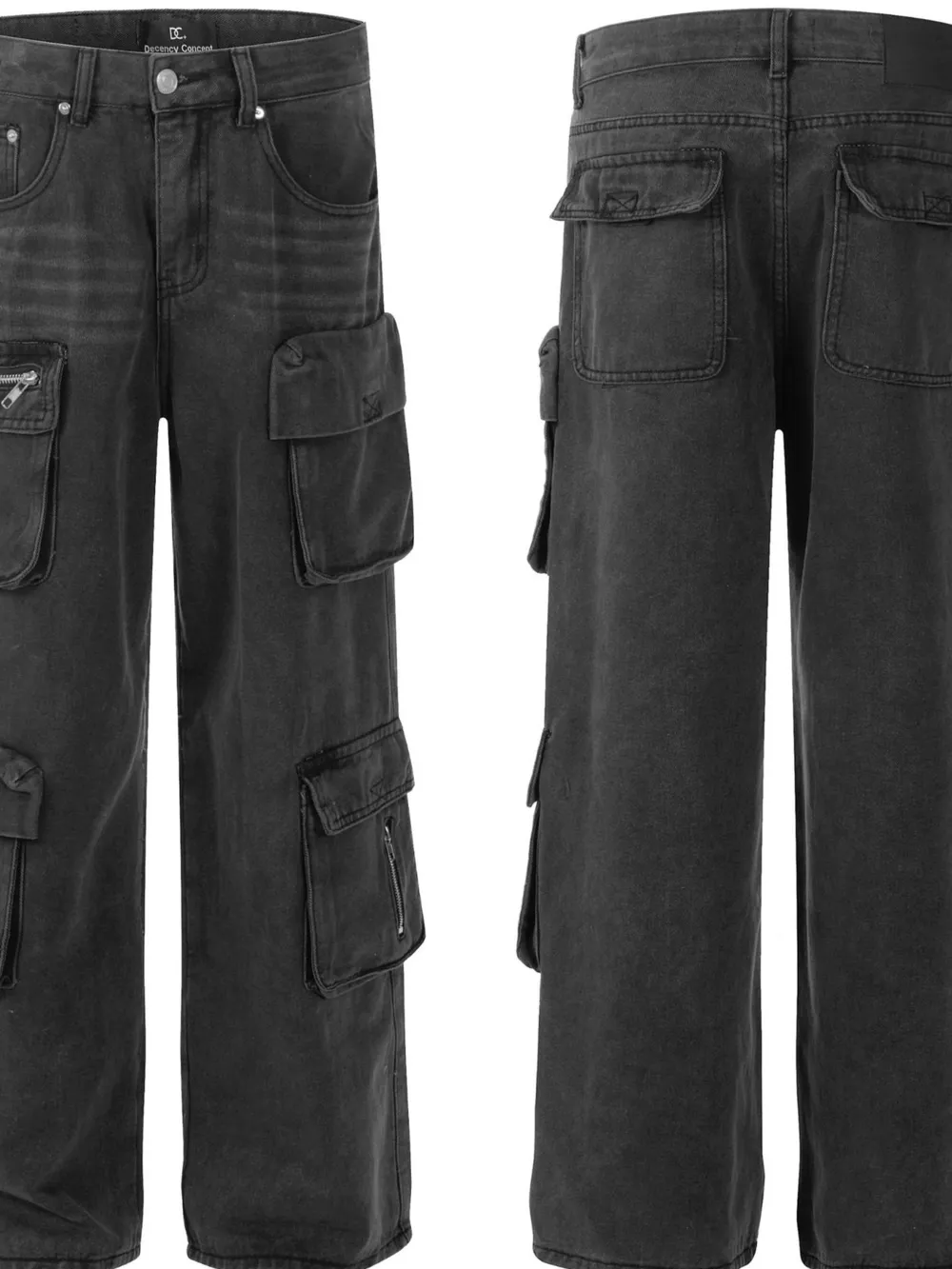 Men's Multi-Pocket Cargo Style Wide Leg Jeans, image 4