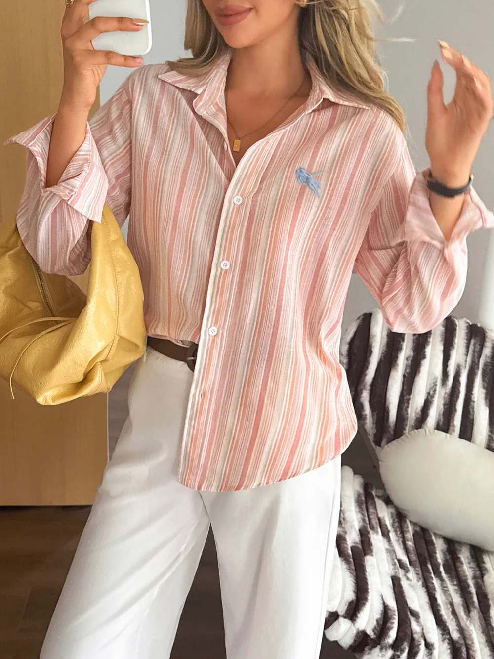 Striped Button Up Long Sleeve Shirt, image 5