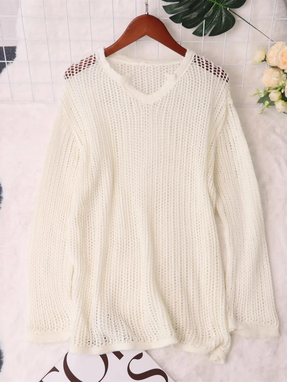 Openwork Relaxed Fit Knit Cover Up, image 15
