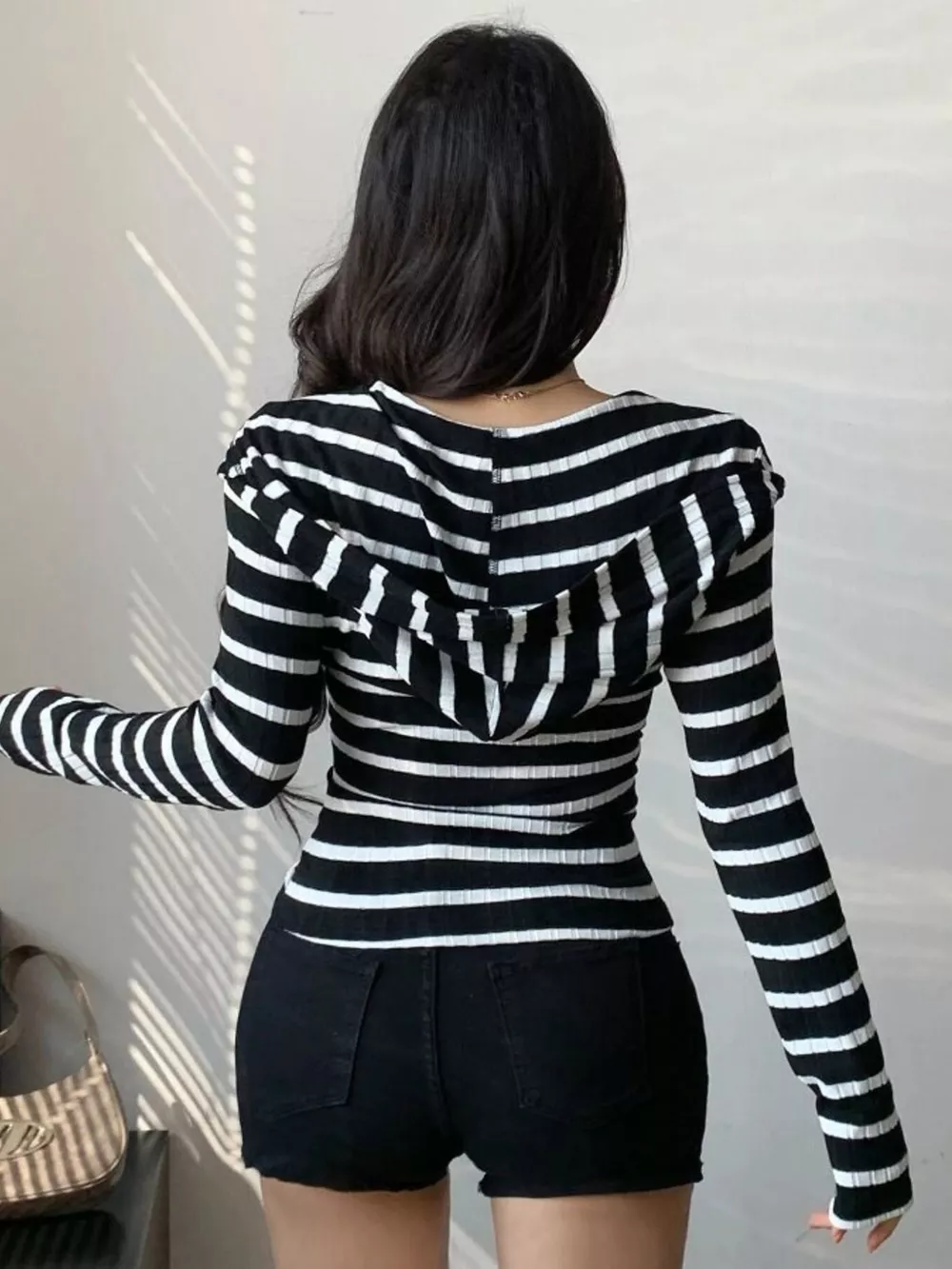 Striped Zip-Up Hooded Top, image 5