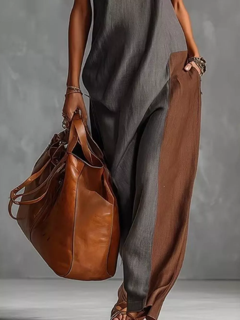 Full Size Color Block Mock Neck Sleeveless Maxi Dress Plus Size, image 3