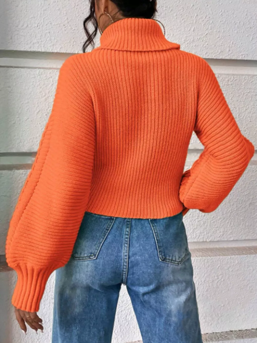 Textured Knit Turtleneck Long Sleeve Sweater, image 6