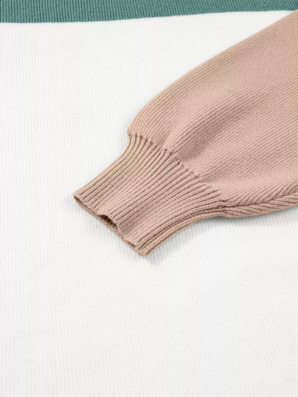 Color Block Plain Ribbed Knit Sweatshirt, image 6