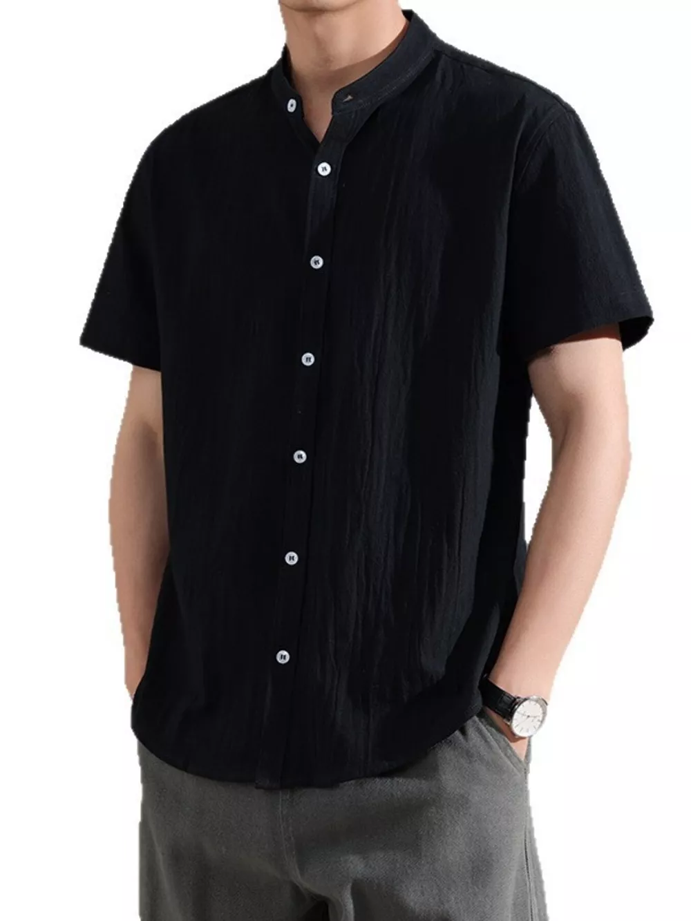 Men's Plus Size Casual Linen Short Sleeve Shirt