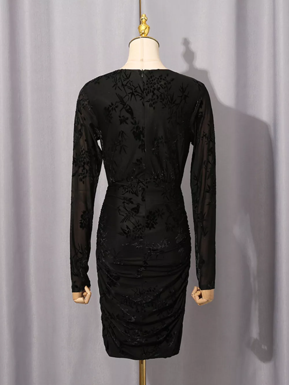 Ruched Long Sleeve Mini Dress, image 10
