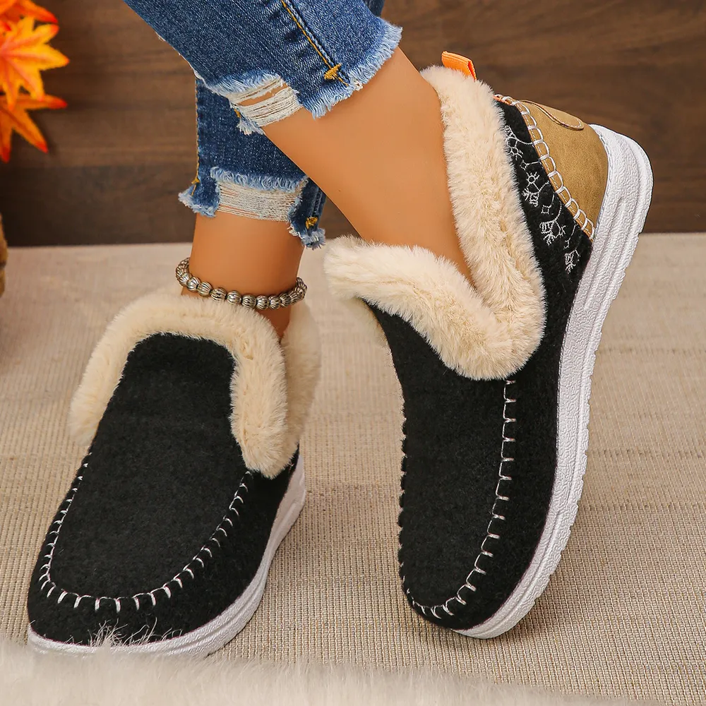 Round Toe Fleece-Lined Ankle Boots, image 4