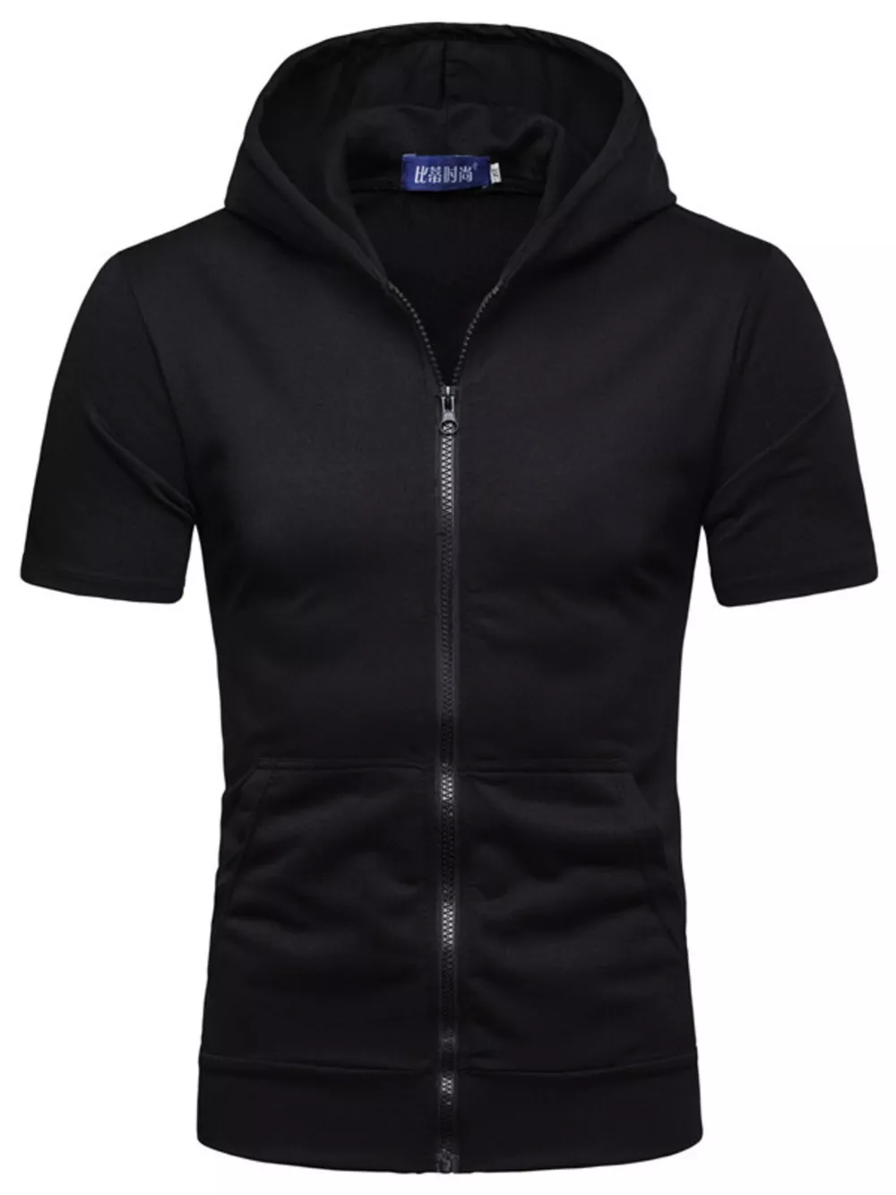 Men's Plus Size Short Sleeve Zip Up Hoodie Top