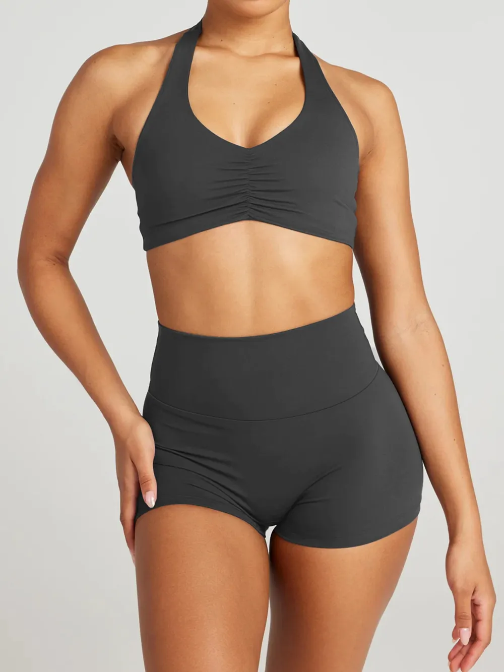 Halter Neck Cami and Shorts Active Set, image 2