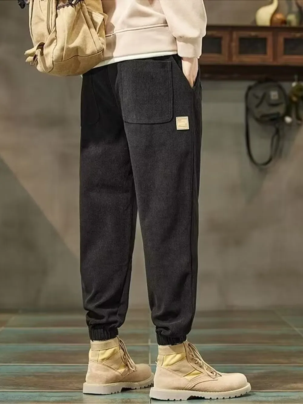 Men's Plus Size Drawstring Wide Leg Pants, image 2