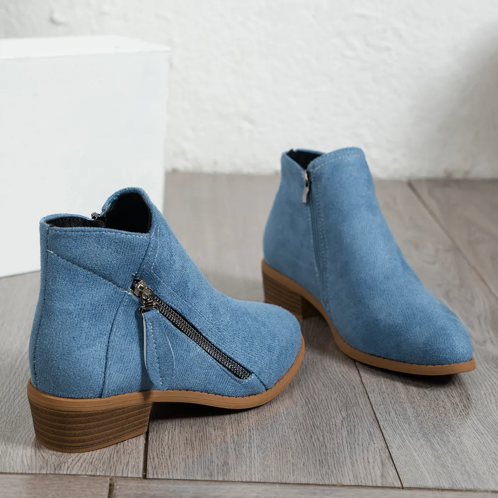Side Zip Ankle Boots with Block Heel, image 8
