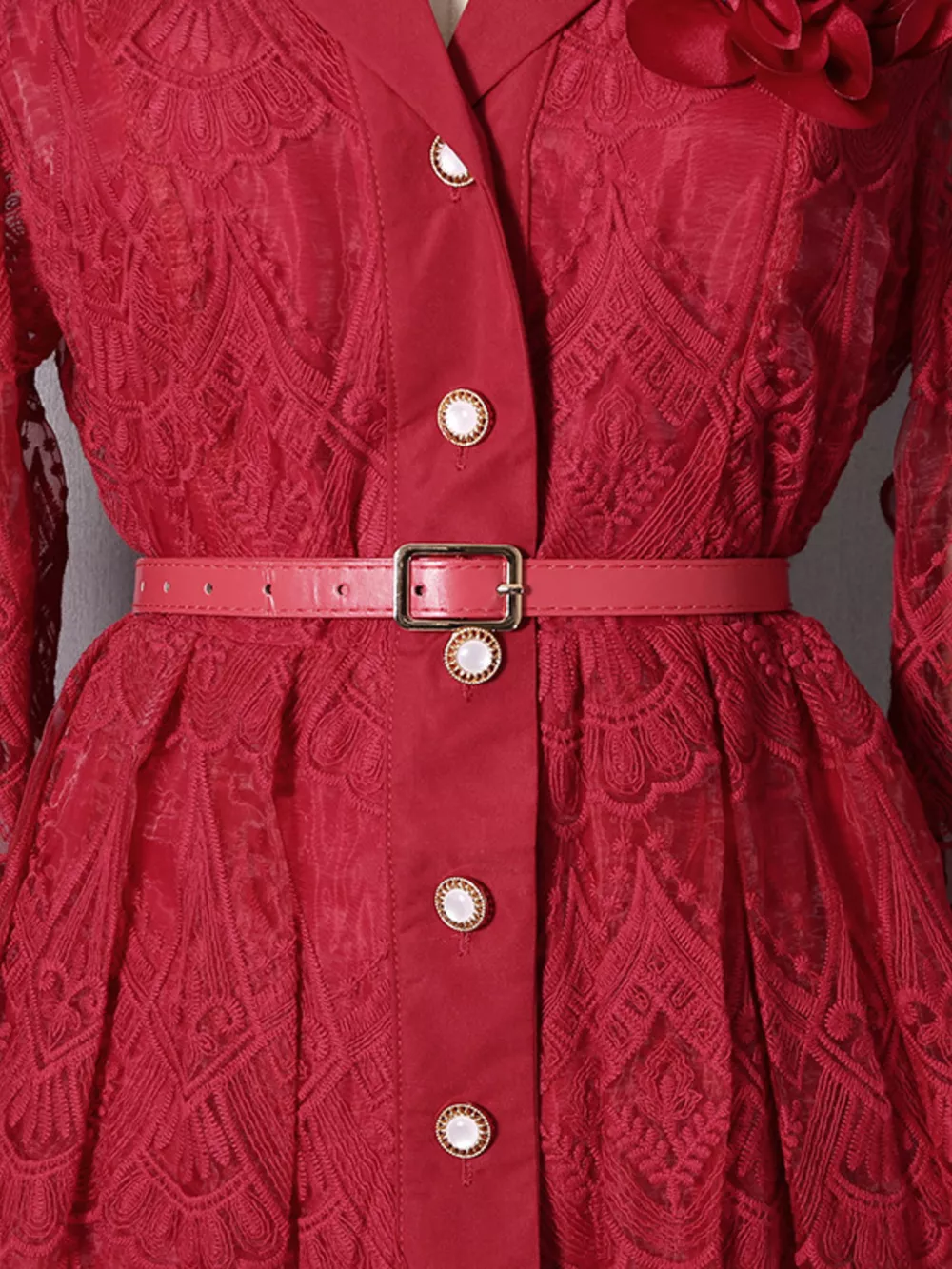 Lace Button Front Midi Dress, image 14
