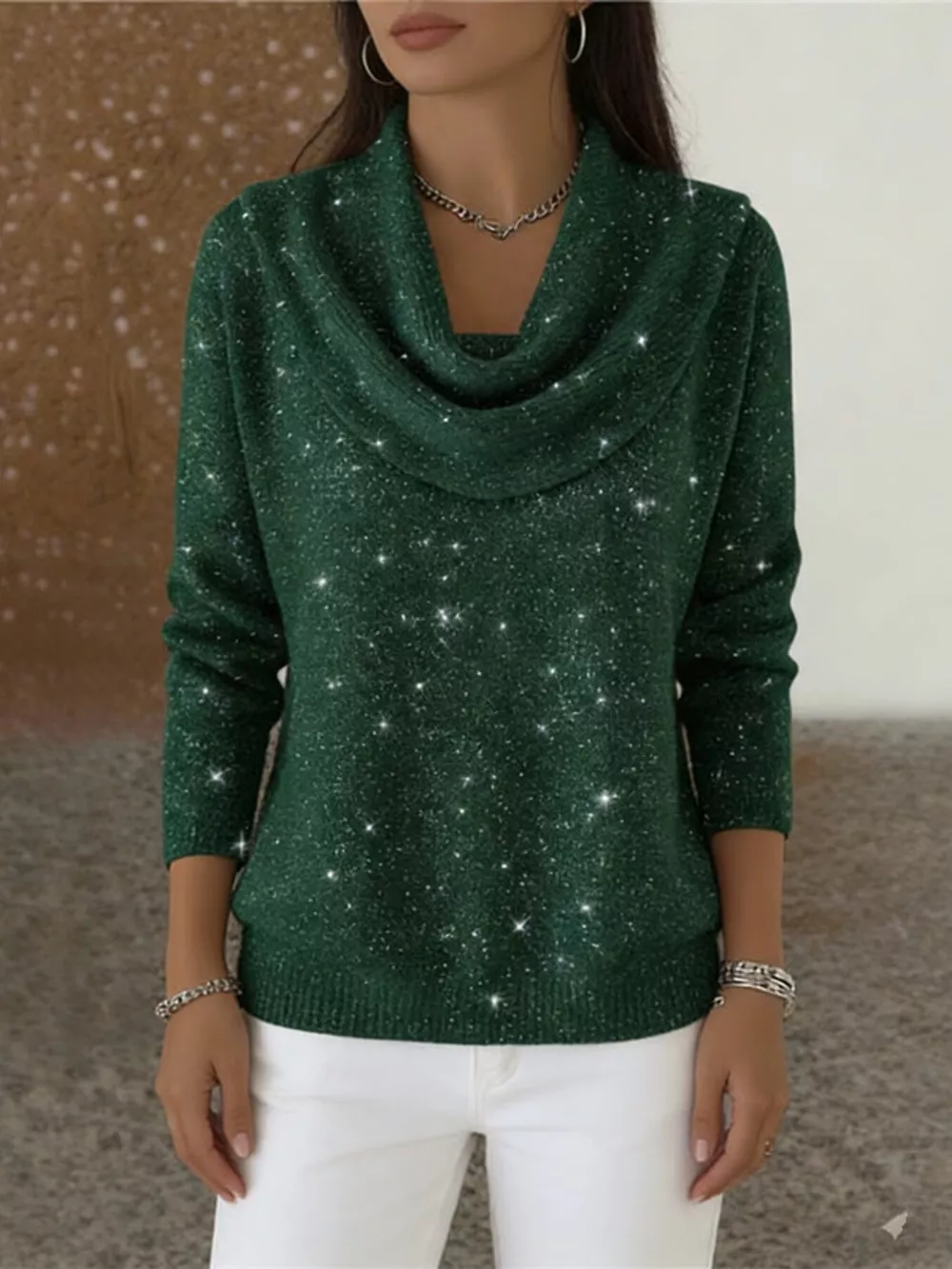 Full Size Solid Color Cowl Neck Sweater Plus Size, image 7