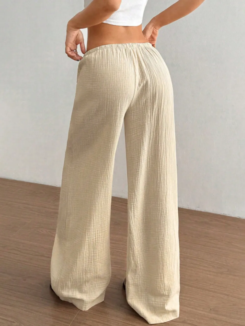 Wide Leg Drawstring Casual Pants, image 2