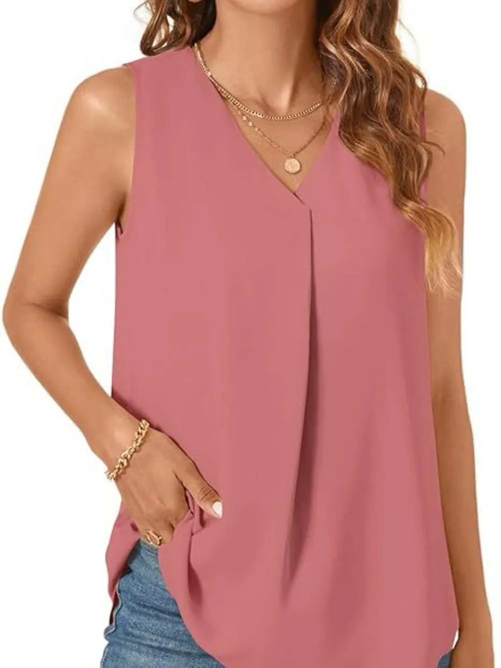 Full Size V-Neck Sleeveless Tank Top Plus Size, image 3