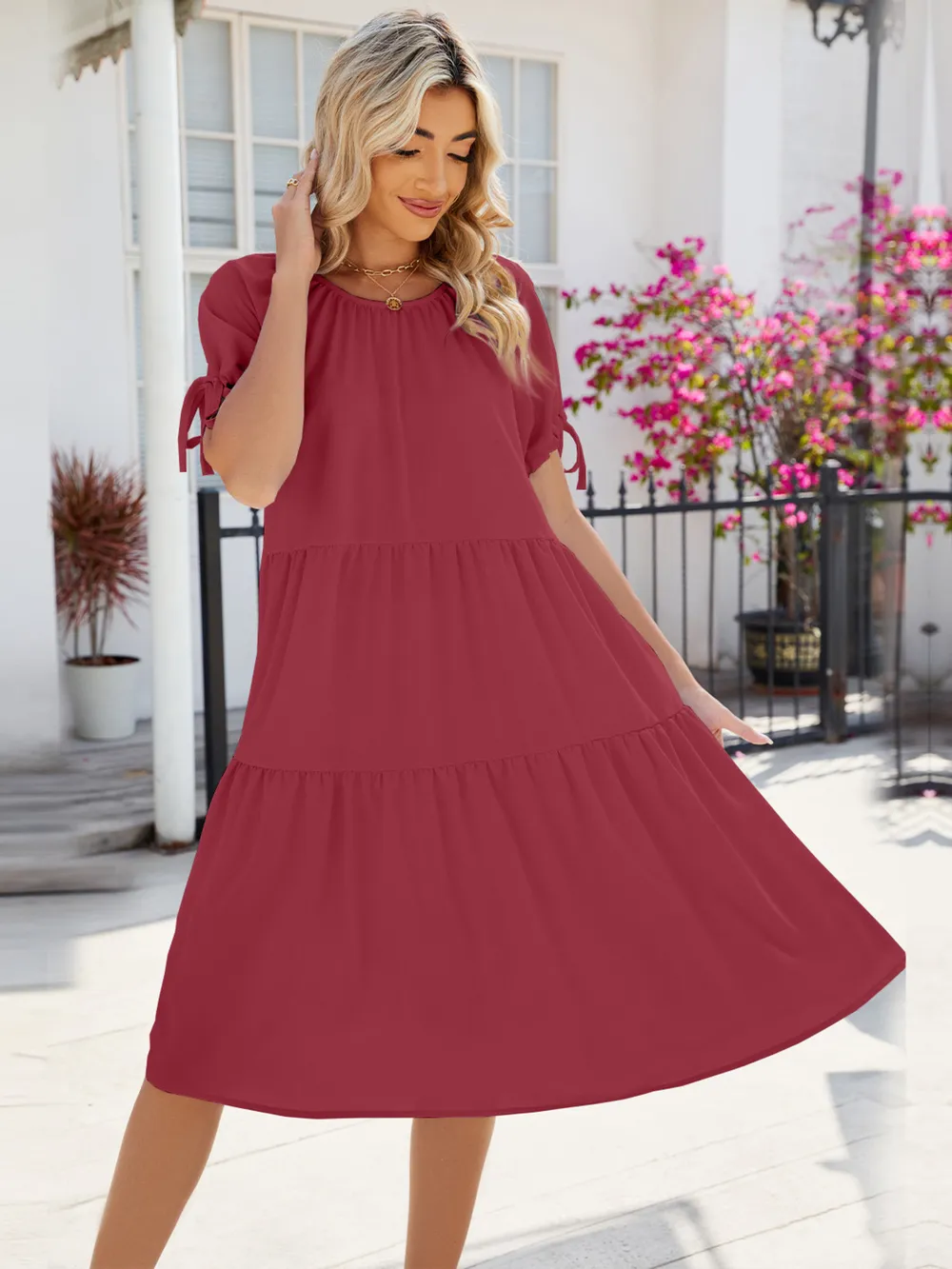 Tiered Round Neck Summer Dress, image 10