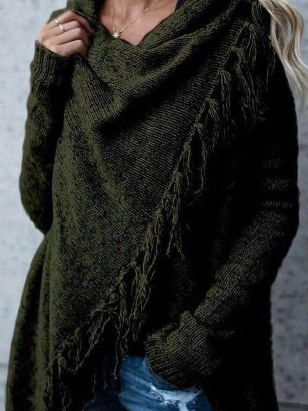 Fringe Long Sleeve Wrap Cardigan, image 5