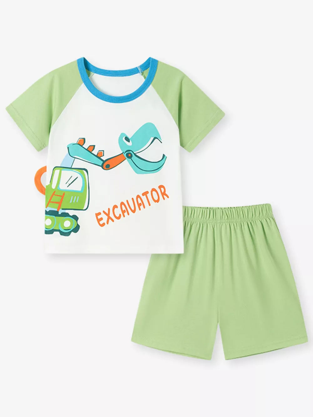Children's Excavator Round Neck Top and Shorts Set, image 2