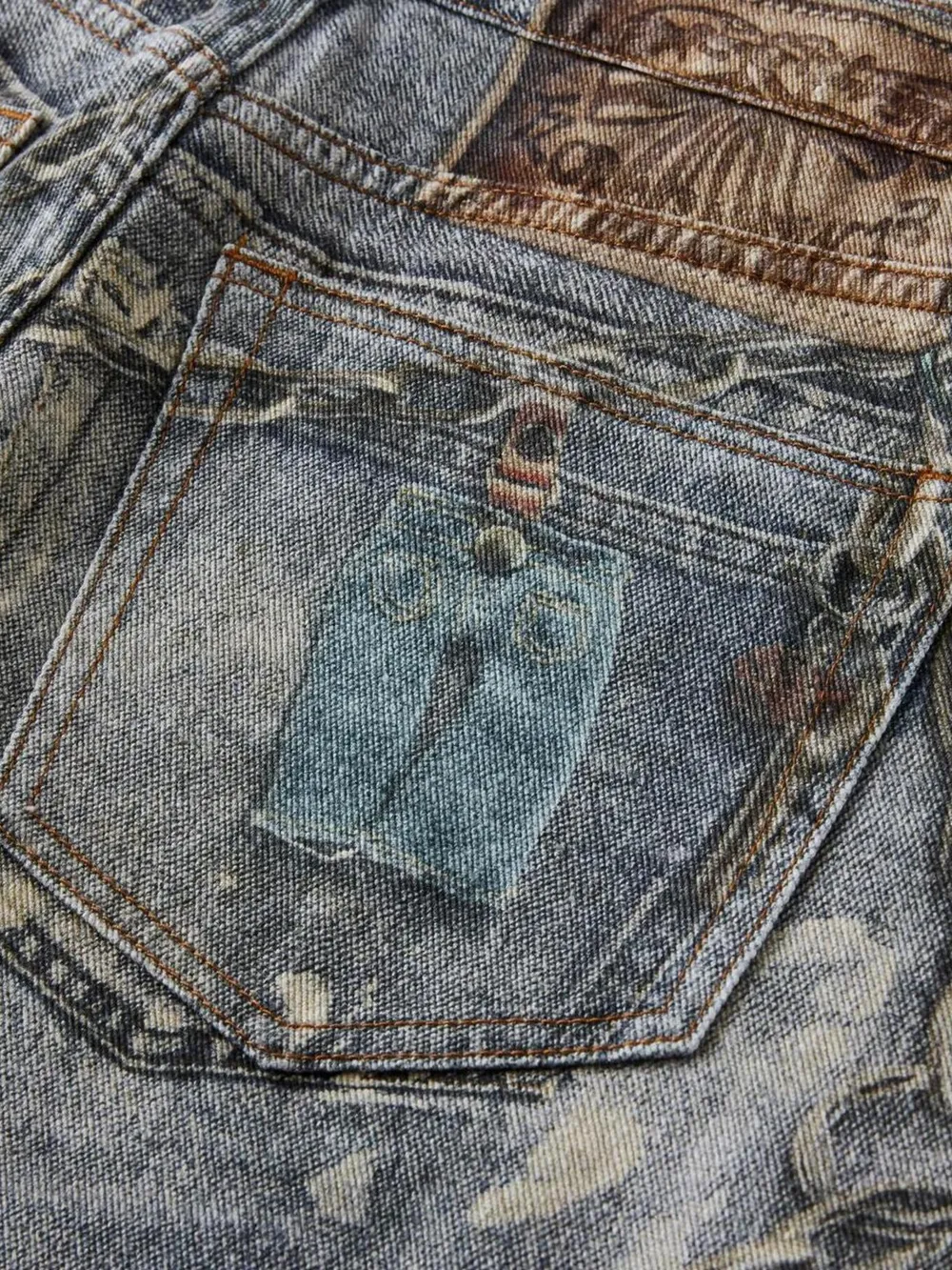 Men's Distressed Printed Wide Leg Jeans, image 6